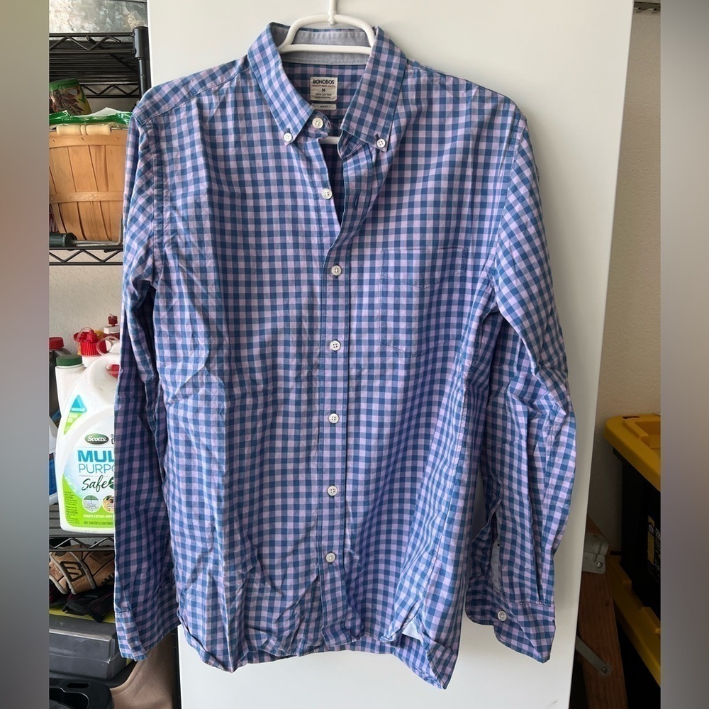 Men’s Bonobos Purple and Blue checkered shirt
